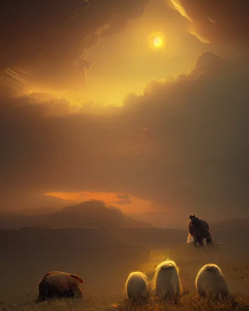 Prompt: white capybara at halo reach, surreal photography, sunrise dramatic light, impressionist painting, colorful clouds, digital painting, artstation, kilian eng, john harris, bastien lecouffe - deharme, simon stalenhag, flower face