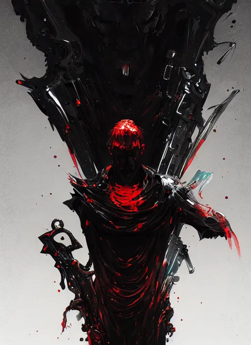 Prompt: painting of a god in black slime, highly detailed, digital painting, concept art, smooth, sharp focus, illustration, illustration by greg rutkowski, yoji shinkawa, 4 k, digital art, concept art, red color, trending on artstation, 8 k