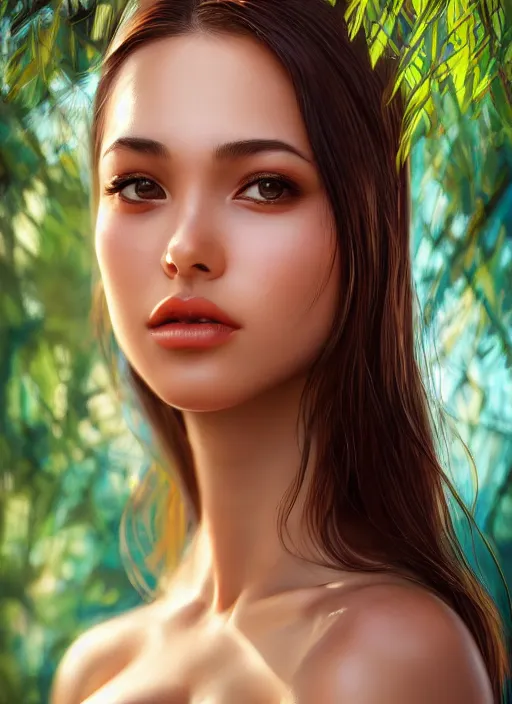 Prompt: photo of a gorgeous female in the style of stefan kostic, realistic, professionally, half body shot, sharp focus, 8 k high definition, insanely detailed, intricate, elegant, art by stanley lau and artgerm, bokeh foliage