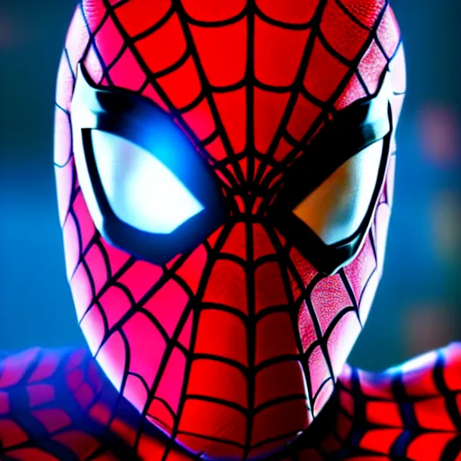 Prompt: futuristic spiderman opening his mask ,highly detailed, 4k, HDR, award-winning, artstation, octane render