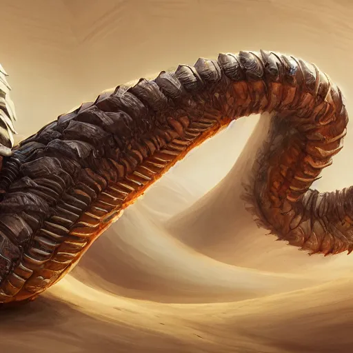 Prompt: giant sandworm monster, made by Stanley Artgerm Lau, WLOP, Rossdraws, ArtStation, CGSociety, concept art, cgsociety, octane render, trending on artstation, artstationHD, artstationHQ, unreal engine, 4k, 8k,