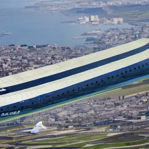 Prompt: an airplane that looks like an ocean liner