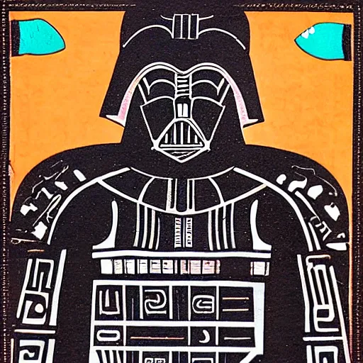 Prompt: dearth Vader in ancient Mayan texts