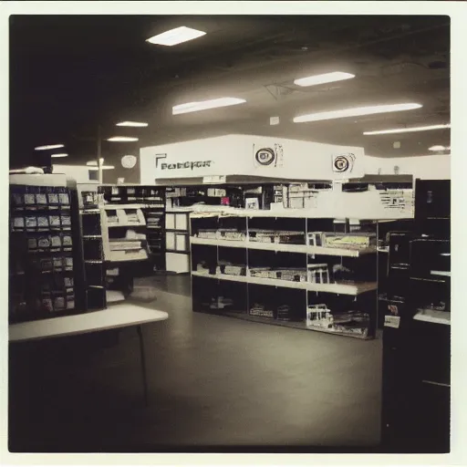 Image similar to “Fred Meyer electronics department in 1990. Polaroid”