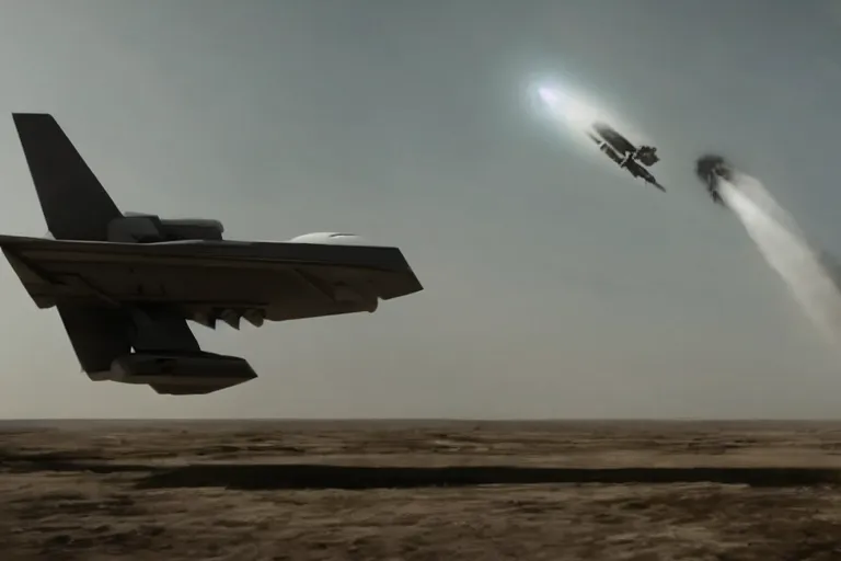 Image similar to VFX movie of a futuristic spaceship taking off in war zone, natural lighting by Emmanuel Lubezki