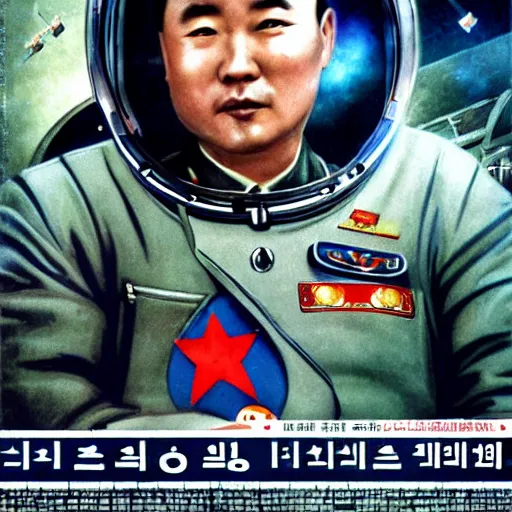 Image similar to [North Korean cosmonaut, poster, very detailed, cinematic lighting, matte, sharp, photography, art by enki bilal]