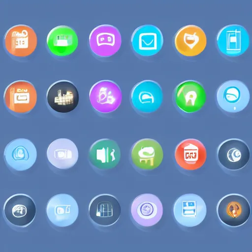 Image similar to concept art of spherical smartphone, apps icons, high performance