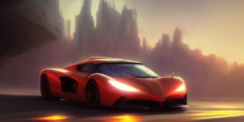 Image similar to Super car, concept art, low angle, high detail, warm lighting, volumetric, godrays, vivid, beautiful, trending on artstation, by Jordan grimmer, art greg rutkowski