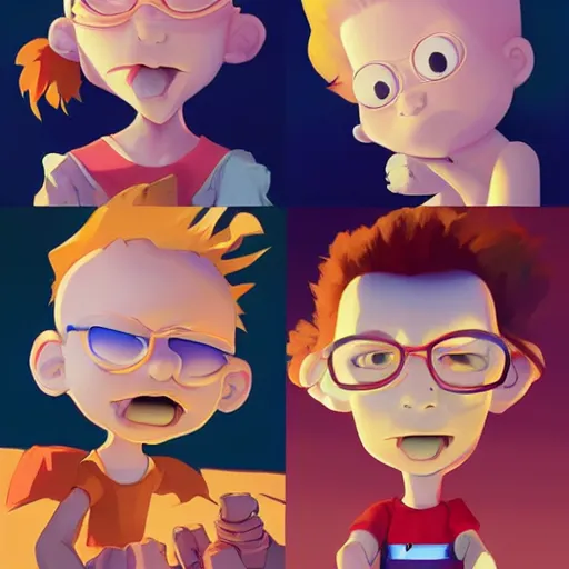 Image similar to face icon stylized minimalist rugrats, loftis, cory behance hd by jesper ejsing, by rhads, makoto shinkai and lois van baarle, ilya kuvshinov, rossdraws global illumination