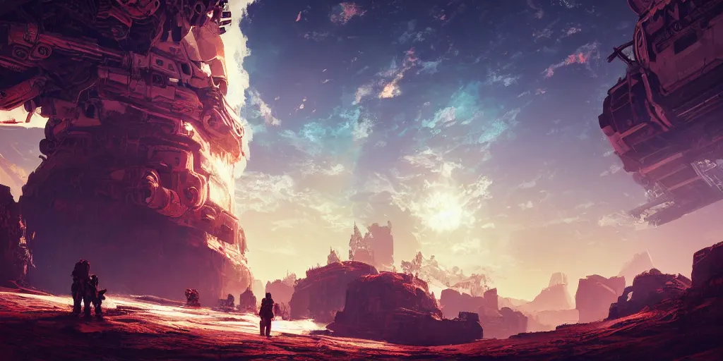 Image similar to soviet white cargo spaceship of horizon forbidden west horizon zero dawn bioluminiscence global illumination ray tracing hdr fanart arstation by ian pesty and alena aenami artworks