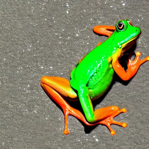 Prompt: red and green frog