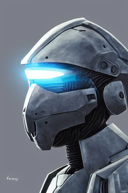 Image similar to robot ninja mask helmet halo master chief radiating a glowing aura global illumination ray tracing hdr fanart arstation by ian pesty and katarzyna da „ bek - chmiel