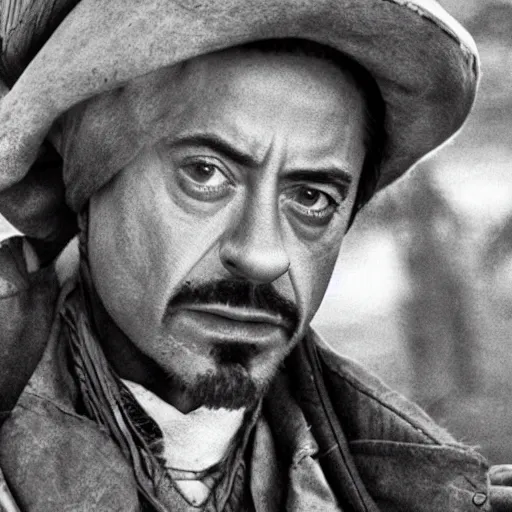 Prompt: robert downey jr as an african american character in a war movie, cinematic still