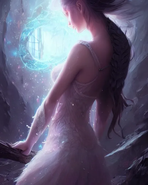 Image similar to a ( ( girl as personification of intellect ) ), beauty, fantasy, fractal crystal, digital painting by krenz cush art, greg rutkowski, artgerm, laurie greasly, wlop, intricate, highly detailed!!, sharp focus, smooth, epic composition, unreal engine, masterpiece, 8 k, interesting background