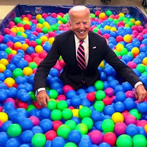 Prompt: joe biden playing in a ball pit