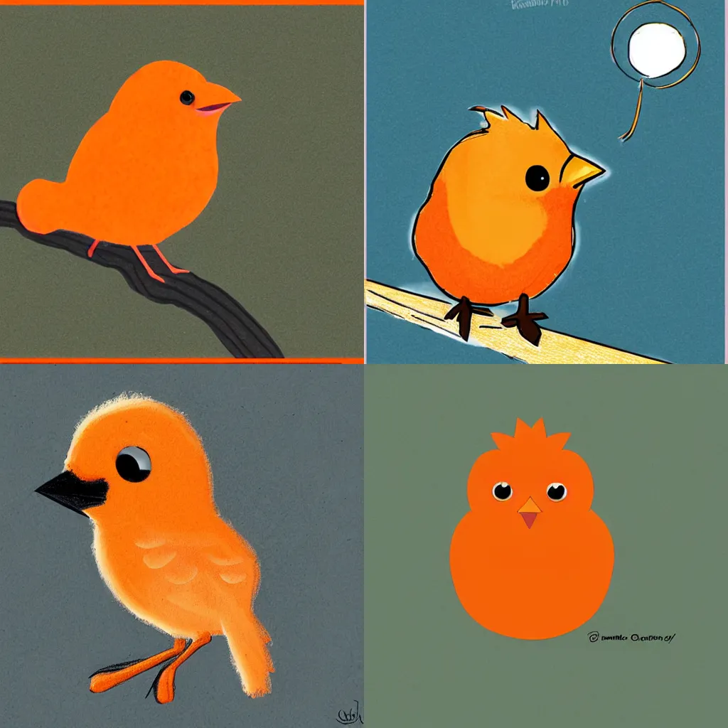 Prompt: a cute fluffy orange small bird, comic book style