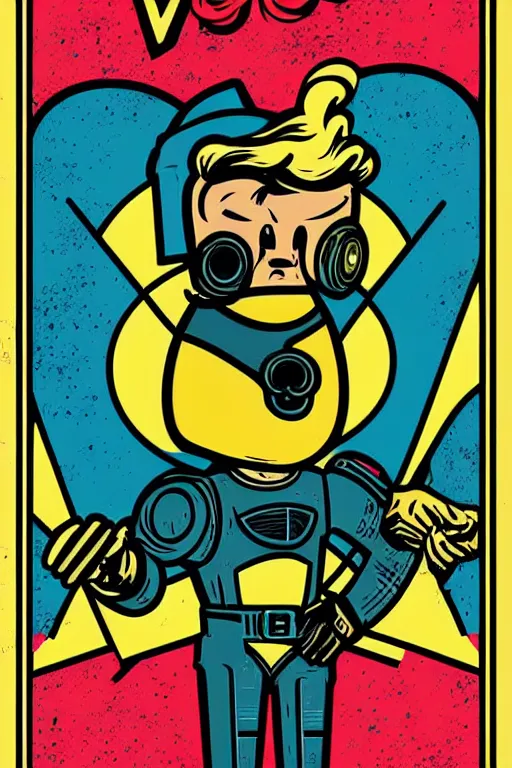 Image similar to fallout 7 6 retro futurist illustration art by butcher billy, sticker, colorful, illustration, highly detailed, simple, smooth and clean vector curves, no jagged lines, vector art, smooth andy warhol style