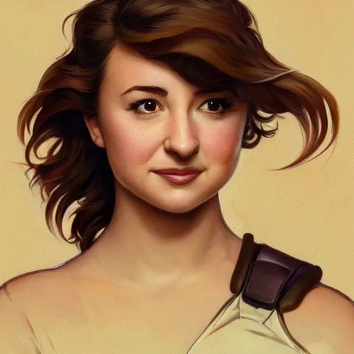 Image similar to milana vayntrub as squirrel girl, highly detailed, digital painting, artstation, concept art, sharp focus, illustration, cinematic lighting, art by artgerm and greg rutkowski and alphonse mucha