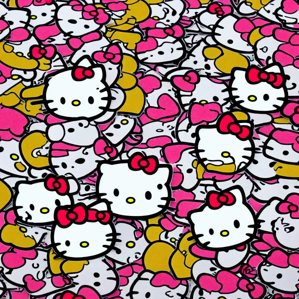 Prompt: evil Hello Kitty sticker, 8K HD