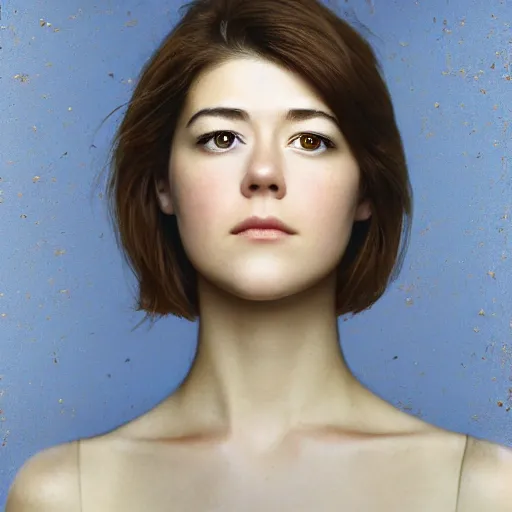 Prompt: a masterpiece portrait photo of a beautiful young woman who looks like an asmr mary elizabeth winstead, symmetrical face