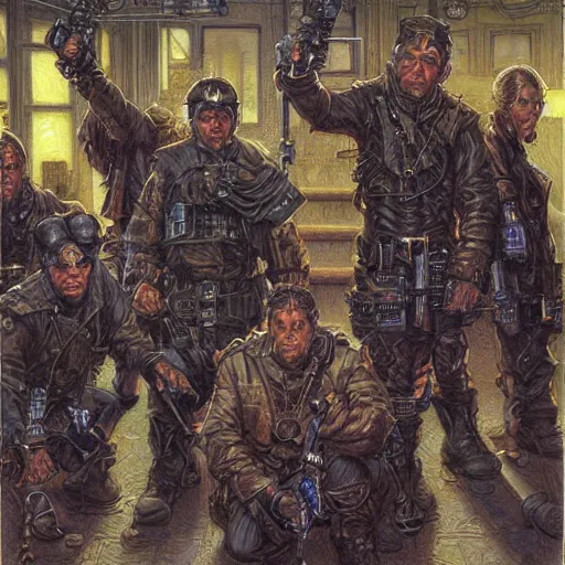 Prompt: urban templar street gang, by donato giancola.