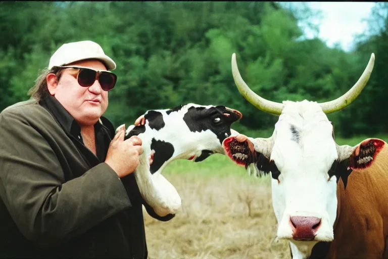 Prompt: danny de vito with a mohaw, cinestill, 1 9 8 0 s, cinnematic shot, kodak film stock