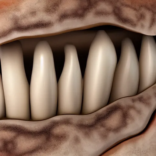 Image similar to a mushroom made of human teeth