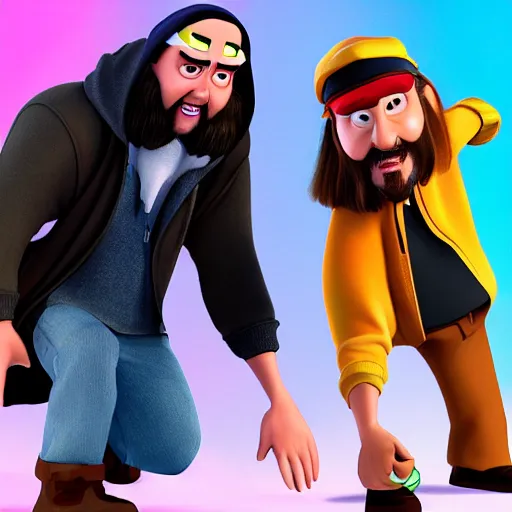 Prompt: jay and silent bob, pixar,