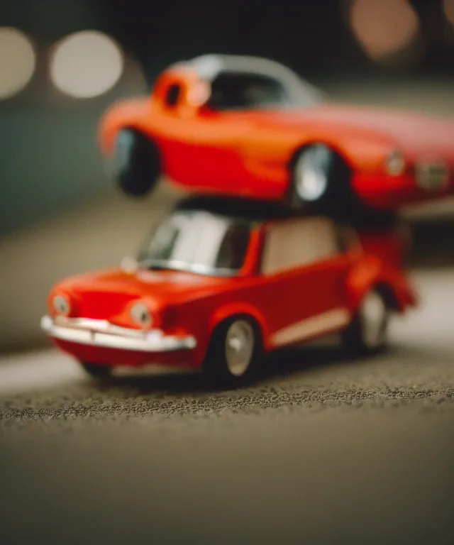 Prompt: high quality presentation photo of a retro toy car, photography 4k f1.8 anamorphic bokeh 4k Canon Nikon