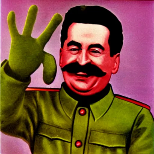 Image similar to stalin as a teletubby