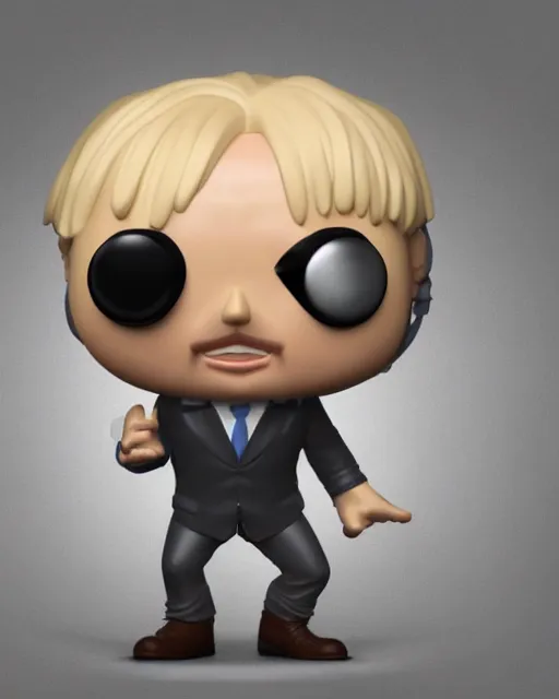 Prompt: funko pop, full body 3d render of boris johnson as a funko pop, studio lighting, white background, blender, trending on artstation, 8k, highly detailed