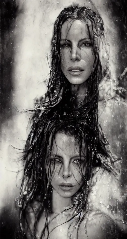 Image similar to wet plate photograph, a beautiful portrait of Kate Beckinsale