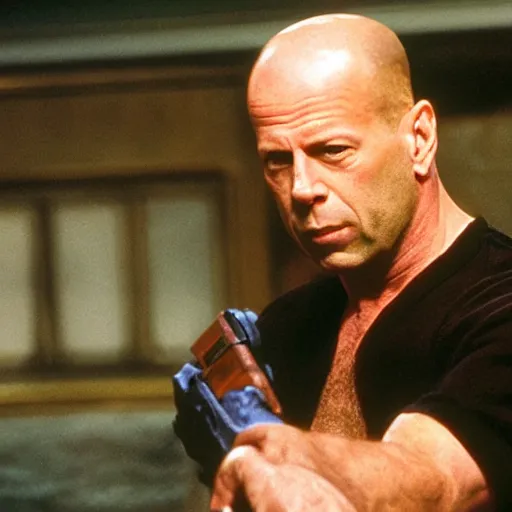 Prompt: bruce willis as a character in Arcane