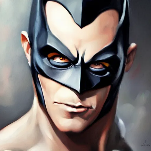 Image similar to batman, oil painting, artgerm, portrait, highly detailed, artstation