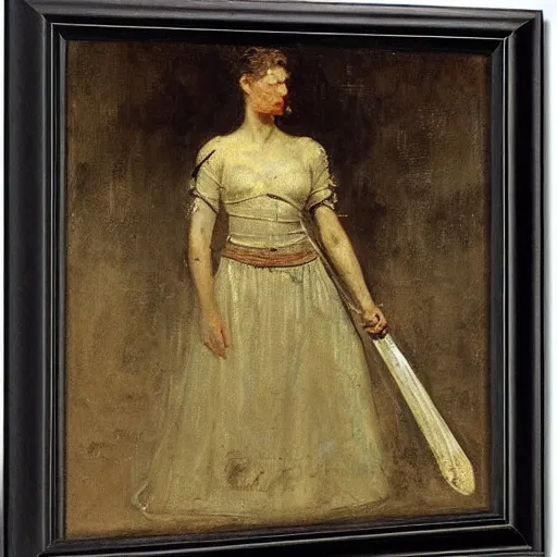 Image similar to female warrior by alfred stevens