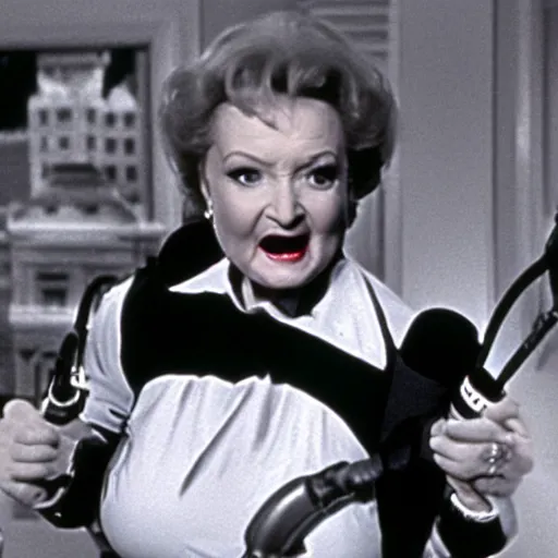 Image similar to stunning awe inspiring betty white as a ghostbuster in the movie ghostbusters, movie still 8 k hdr atmospheric lighting