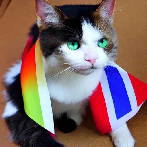 Image similar to transgender flag cat