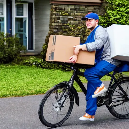 Prompt: A delivery man, delivering food