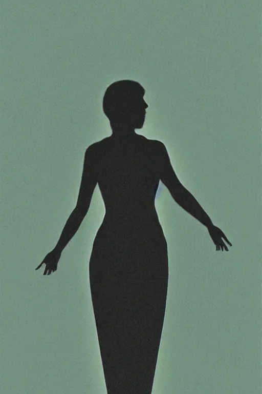 Image similar to human silhouette, large diffused glowing aura, film grain, art by janice sung