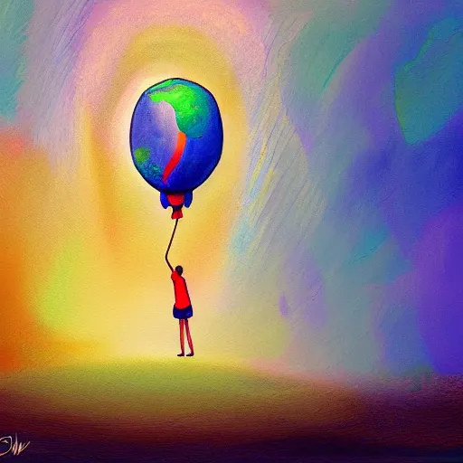 Prompt: god poking tge earth until it pops like a balloon, digital painting, pixv,