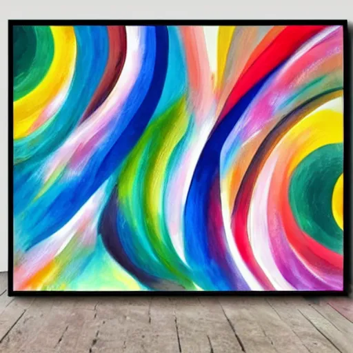Prompt: award-winning large colorful lines abstract curved spacetime art painting