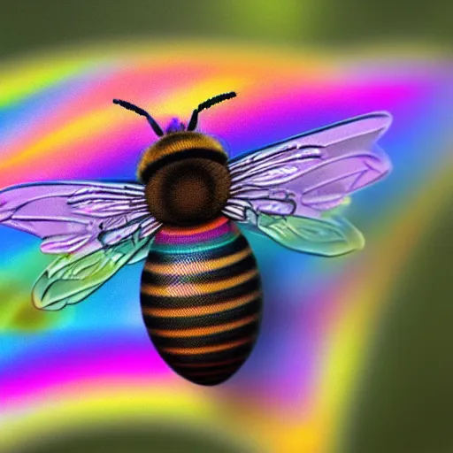 Image similar to photo of a hybrid between a bee and a rainbow unicorn