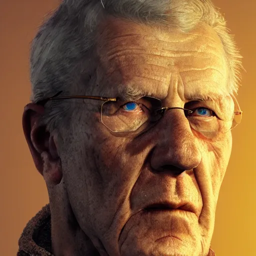 Image similar to elderly werner hertzog, hyperrealistic portrait, bladerunner street, disco elysium style, photo realistic, dynamic lighting, artstation, poster, volumetric lighting, very detailed face, 4 k, award winning