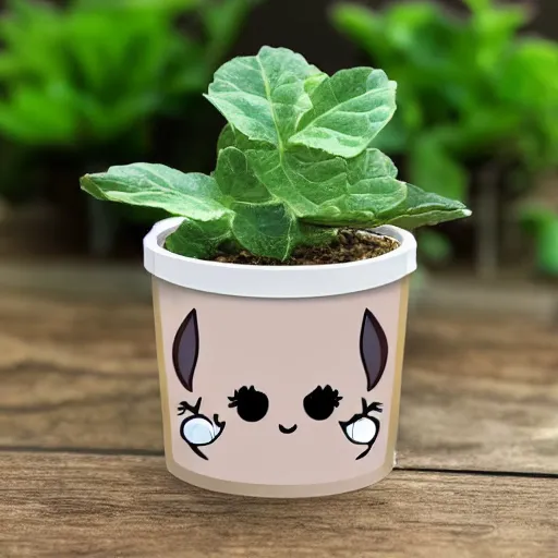 Prompt: cute mandrake plant with cute face, white tracing, sticker,