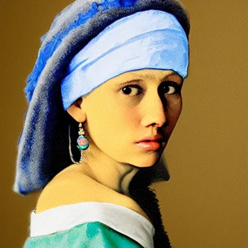 Image similar to cookie monster as girl with pearl earring