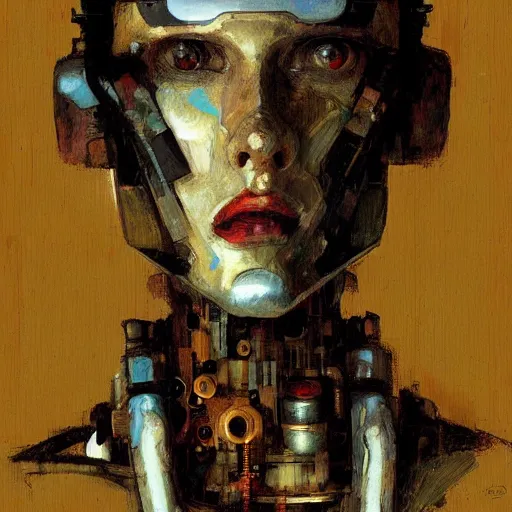 Prompt: portrait of a robot by greg rutkowski in the style of egon schiele