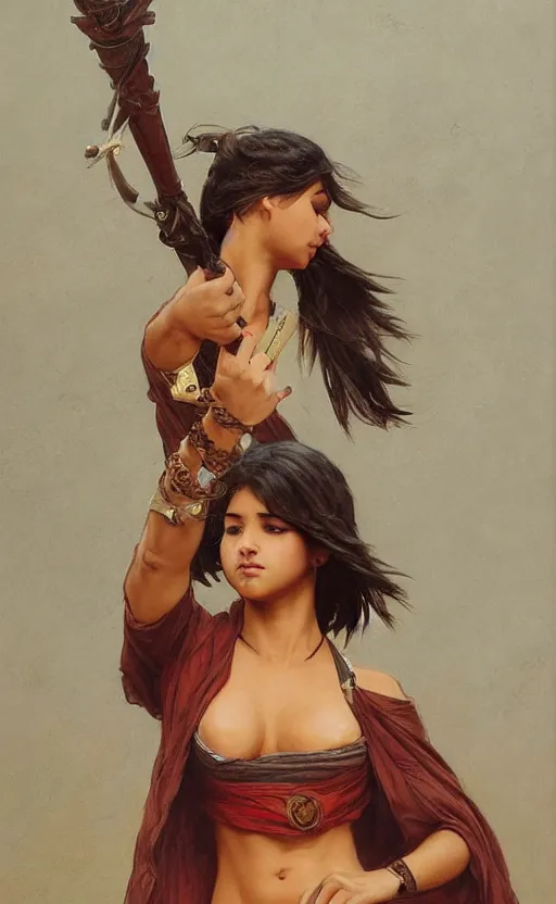 Image similar to isabela merced, isabela moner, traditional corsican, intricate, highly detailed, artstation, illustration, jurgens, rutkowski, bouguereau