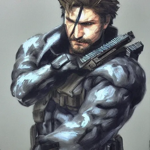 Solid Snake from Metal Gear Solid painted by Rembrandt, Stable Diffusion