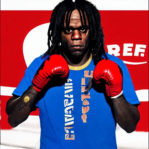 Image similar to chief keef in a boxing ring 4 k quality super realistic