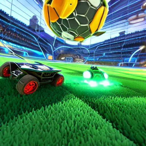 Image similar to cannabis leaf plays rocket league, highly detailed, 8 k